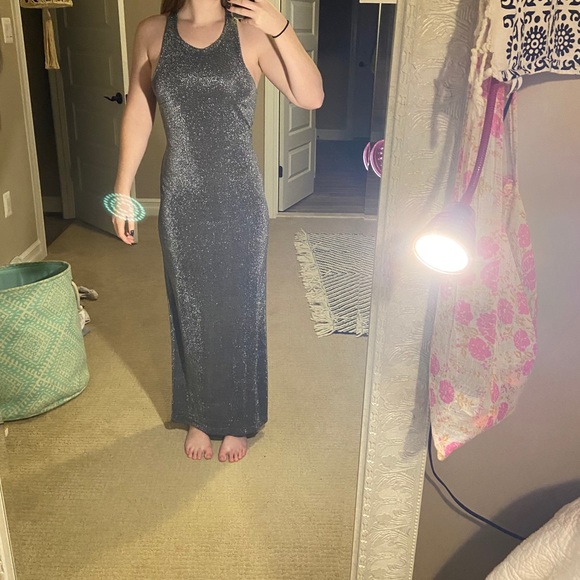 Long Silver Party Dress - Picture 4 of 8